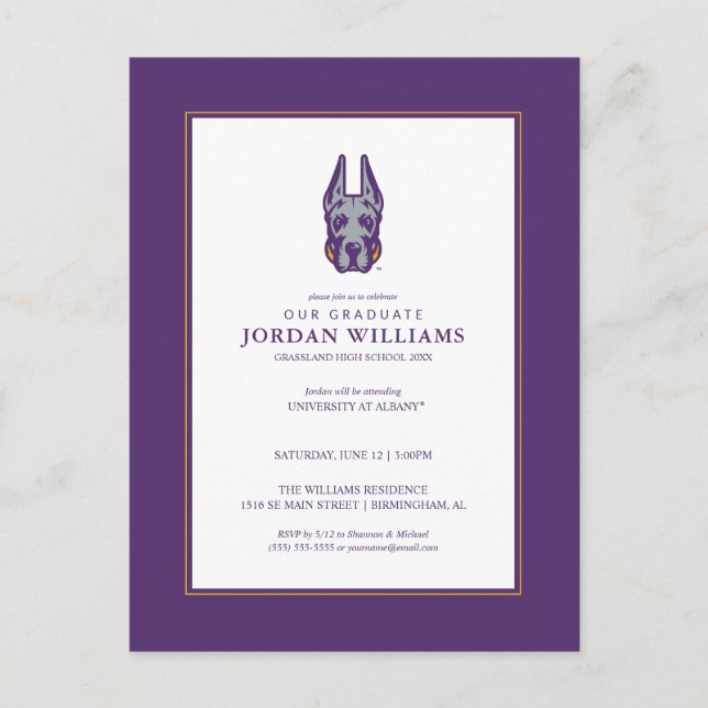 Carte Postale Faire-part Tête de mascotte Great Dane de l'Université d'Alba (Devant)