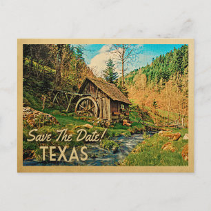 Carte Postale Faire-part Texas Save the Date Rustic Cabine Mill Woods