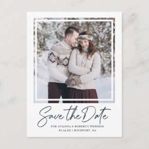 Carte Postale Faire-part Texte et photo gris charbon Enregistrer la date