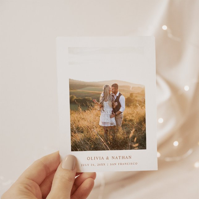 Carte Postale Faire-part Texte et photo simple et élégant | Boho Enregistre (Créateur téléchargé)