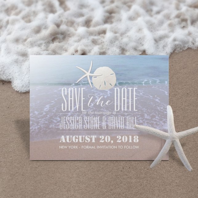 Carte Postale Faire-part Thème Plage Starfish & Sand Dollar Enregistrer la  (Créateur téléchargé)