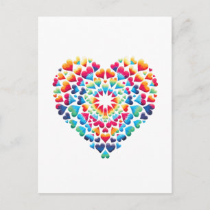 Carte Postale Faire-part Tie-Dye Cœur Vibrant
