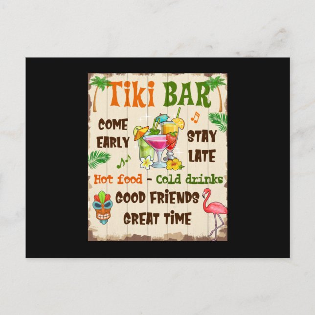 Carte Postale Faire-part Tiki Bar (Devant)