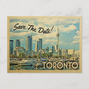 Carte Postale Faire-part Toronto Enregistrer La Date Vintage Canada Mariage