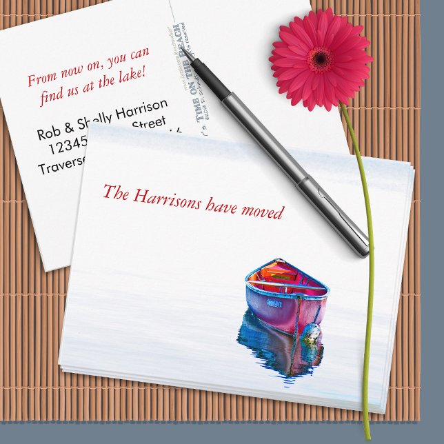 Carte Postale Faire-part Toujours Eau Red Canoe Nouvelle adresse (Créateur téléchargé)