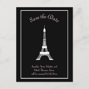 Carte Postale Faire-part Tour Eiffel Française Noir Blanc Noir Enregistrer