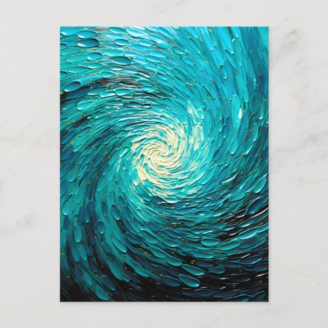 Carte Postale Faire-part Tourbillon océan turquoise abstrait (Devant)