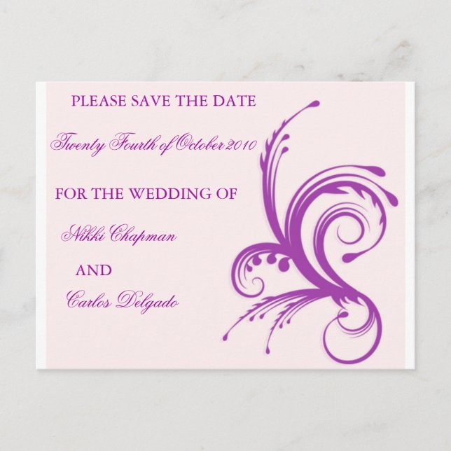 Carte Postale Faire-part Tourbillon Violet (Devant)