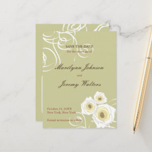 Carte Postale Faire-part Tourbillons de roses crème Mariage romantique Sauv