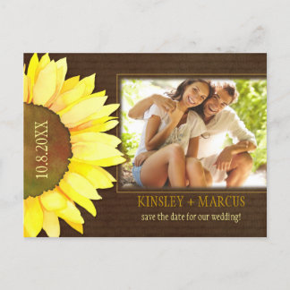 Carte Postale Faire-part Tournesol d'automne Photo Mariage Épargnez la date