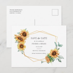 Carte Postale Faire-part Tournesol Floral Géométrique Faire Part de Date de
