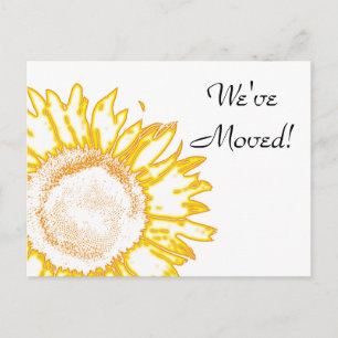 Carte Postale Faire-part Tournesol jaune néon Changement d'adresse