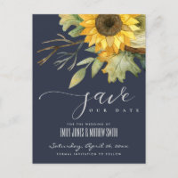 TOURNESOL NAVY AQUARELLE FLORAL ENREGISTRER LA DAT
