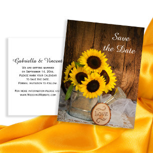 Carte Postale Faire-part Tournesols et arrosoir de mariage, save the date
