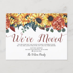 Carte Postale Faire-part Tournesols Rustiques Nous Avons Déménagé
