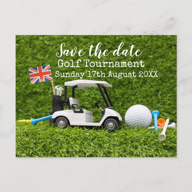Carte Postale Faire-part Tournoi de golf Drapeau Union Jack de sauvegarde d (Devant)