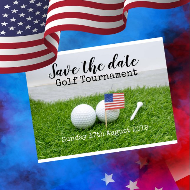 Carte Postale Faire-part Tournoi de golf "Golf Save the date" avec le drape (Créateur téléchargé)