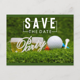 Carte Postale Faire-part Tournoi de golf Golf Save the date sur vert