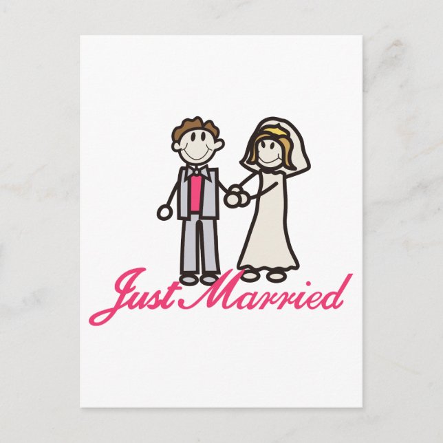 Carte Postale Faire-part Tout juste mariés (Devant)