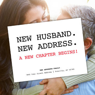 Carte Postale Faire-part Tout juste mariés Nouveau mari Adresse Déplacement