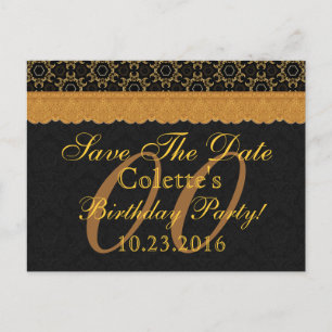 Carte Postale Faire-part Toute année Enregistrer la date Anniversaire Or Bl