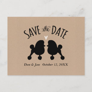 Carte Postale Faire-part Toy Poodle Silhouettes Mariage Enregistrer la date