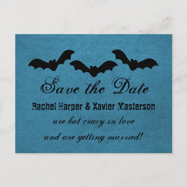 Carte Postale Faire-part Trio de chauves-souris Halloween Enregistrer la da (Devant)