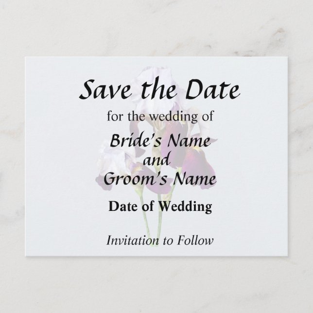 Carte Postale Faire-part Trois Iris aux teintes de magenta (Devant)