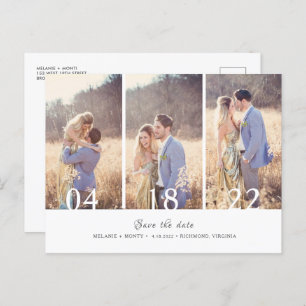 Carte Postale Faire-part Trois photos Collage Mariage Enregistrer la date