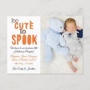 Carte Postale Faire-part Trop Mal Pour Parler D'Halloween Photo Baby Boy