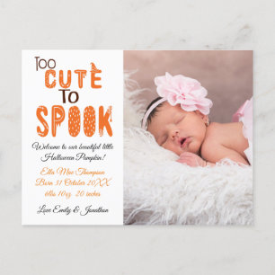 Carte Postale Faire-part Trop Mignonne Pour Parler D'Halloween Photo Baby G