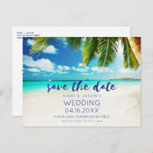 Carte Postale Faire-part Tropical Beach Destination Wedding Enregistrer la