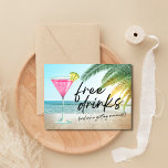 Carte Postale Faire-part Tropical Beach Funny Wedding Enregistrer la date<br><div class="desc">Enregistrez les cartes postales datées pour le couple amusant qui ne peut pas attendre de célébrer avec sa famille et ses amis à leur mariage sur la plage. Boissons gratuites (et nous nous marions !) cocktail coloré sur un design de plage, à l'arrière de la carte postale est personnalisée avec...</div>