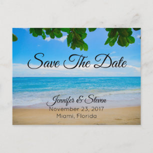 Carte Postale Faire-part Tropical Beach Island Mariage Enregistrer La Date