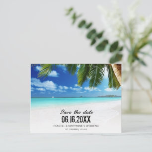 Carte Postale Faire-part Tropical Beach QR Code Mariage Enregistrer la date