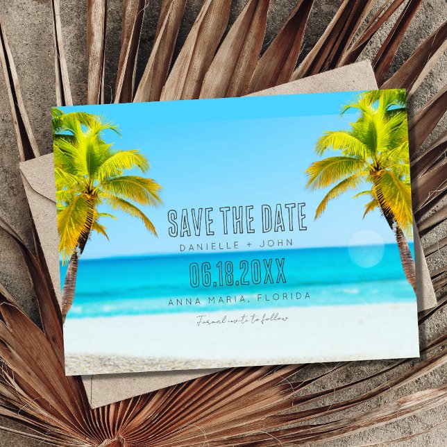 Carte Postale Faire-part Tropical Beach Wedding Save the Date (Créateur téléchargé)