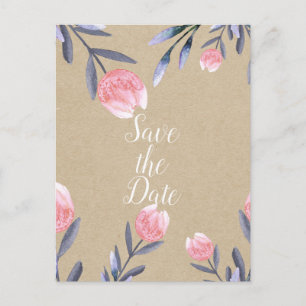 Carte Postale Faire-part Tulipes Aquarelles Peach Spring Save the Date