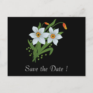 Carte Postale Faire-part Tulipes et jonquilles Enregistrer la date 80e anni