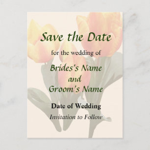 Carte Postale Faire-part Tulipes orange et jaune Enregistrez la date