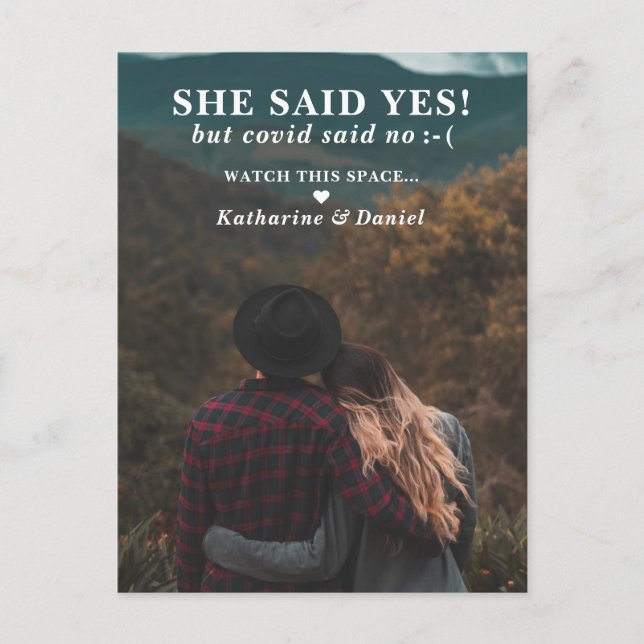 Carte Postale Faire-part Typografy Wedding Postponement Save The Date (Devant)