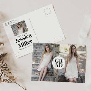 Carte Postale Faire-part Typographie de points dorés modernes 3 Photo Diplô