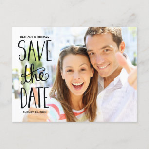 Carte Postale Faire-part Typographie lettrage photo Save the Date