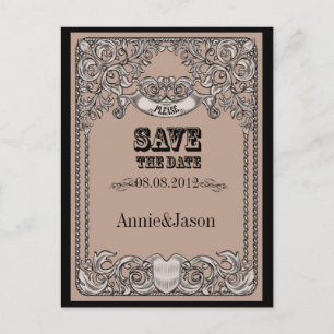 Carte Postale Faire-part typographie mariage campagnard occidental enregist