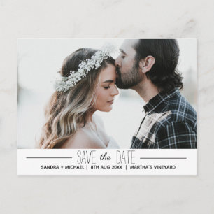 Carte Postale Faire-part Typographie minimale blanche noire propre Photo pe