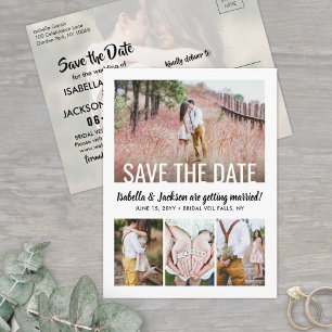 Carte Postale Faire-part Typographie Moderne Cinq Photo Mariage Épargnez la