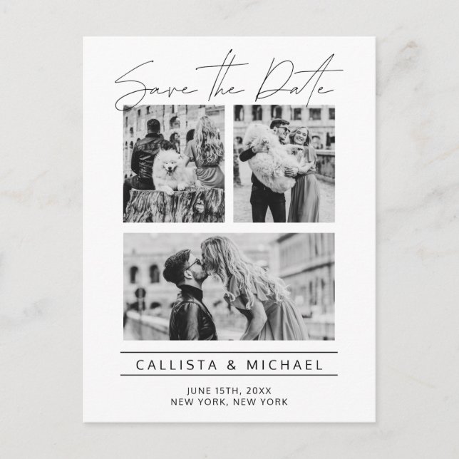 Carte Postale Faire-part Typographie Moderne Photo Mariage Enregistrer la D (Devant)