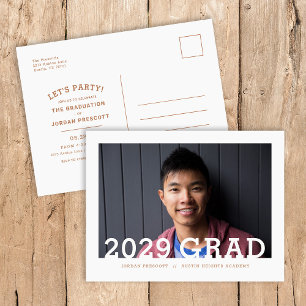 Carte Postale Faire-part Typographie moderne Photo Overlay Graduation Party