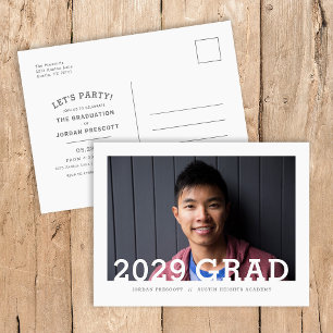 Carte Postale Faire-part Typographie moderne Photo superposition Graduation