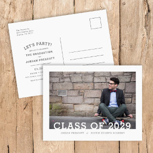 Carte Postale Faire-part Typographie moderne Photo superposition Graduation