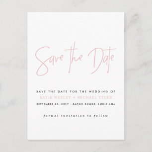 Carte Postale Faire-part Typographie Rose Rouge Enregistrer la Date